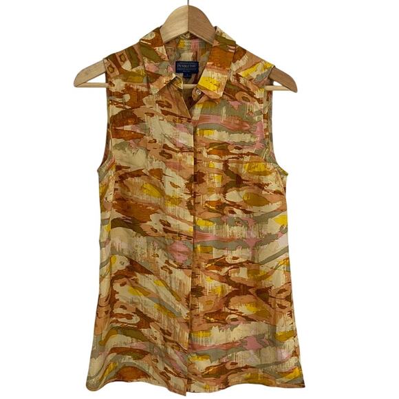 Pendleton Silk Sleeveless Blouse Button Up Tank Women Size Small - Picture 1 of 8